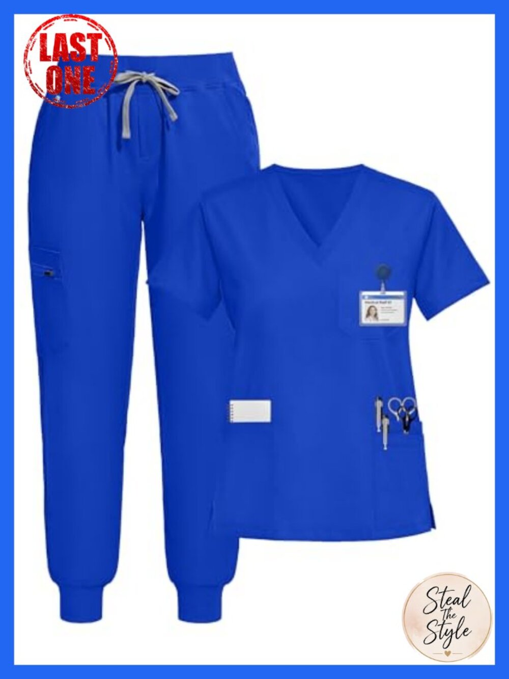 Womens Scrub Set V-Neck Jogger Medical Uniform Nurse Healthcare